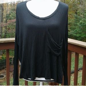 Black long sleeve pocket urban outfitters top